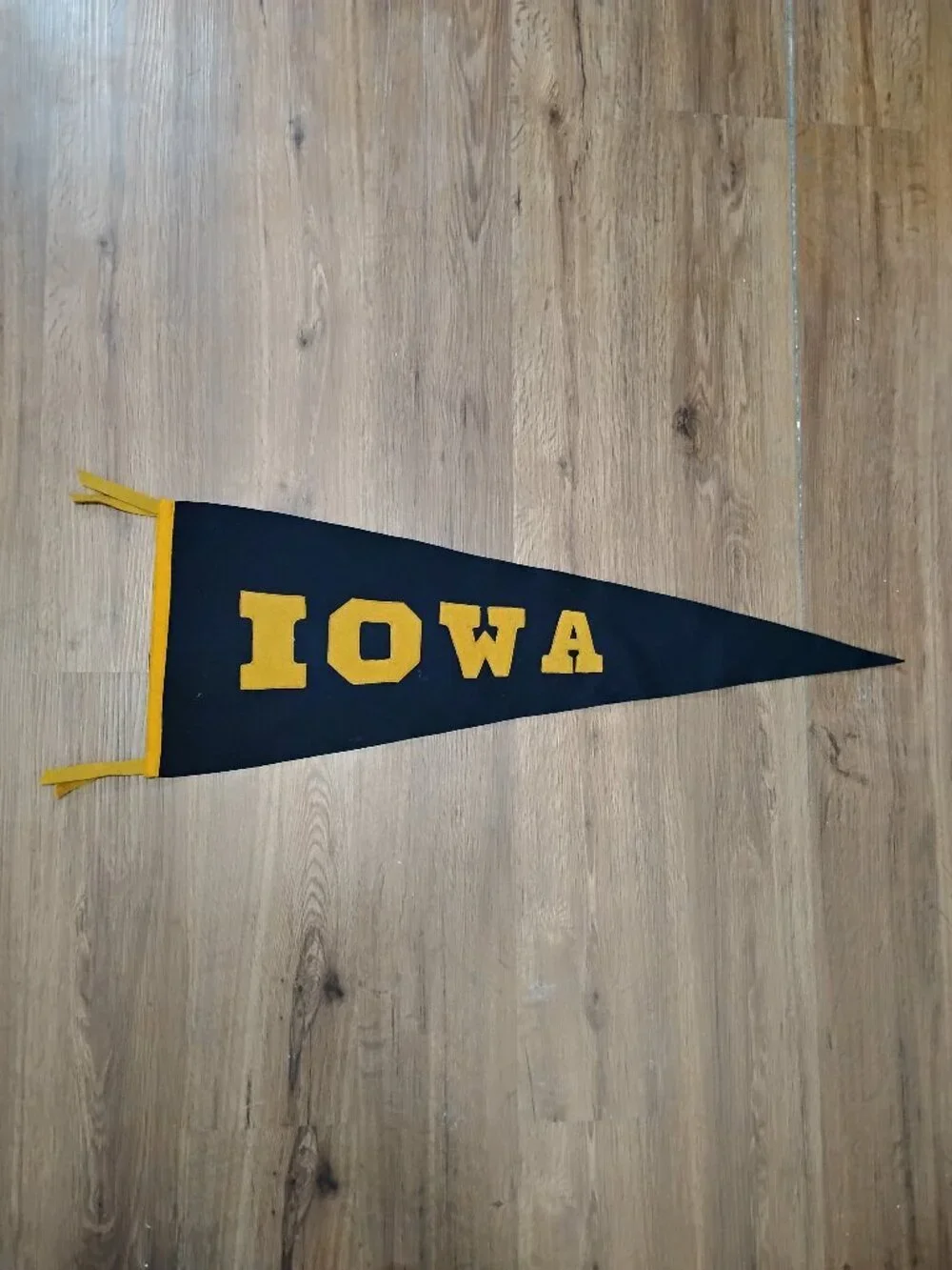 Vintage 50s University Of Iowa Embroidered Sewn Pennant Flag